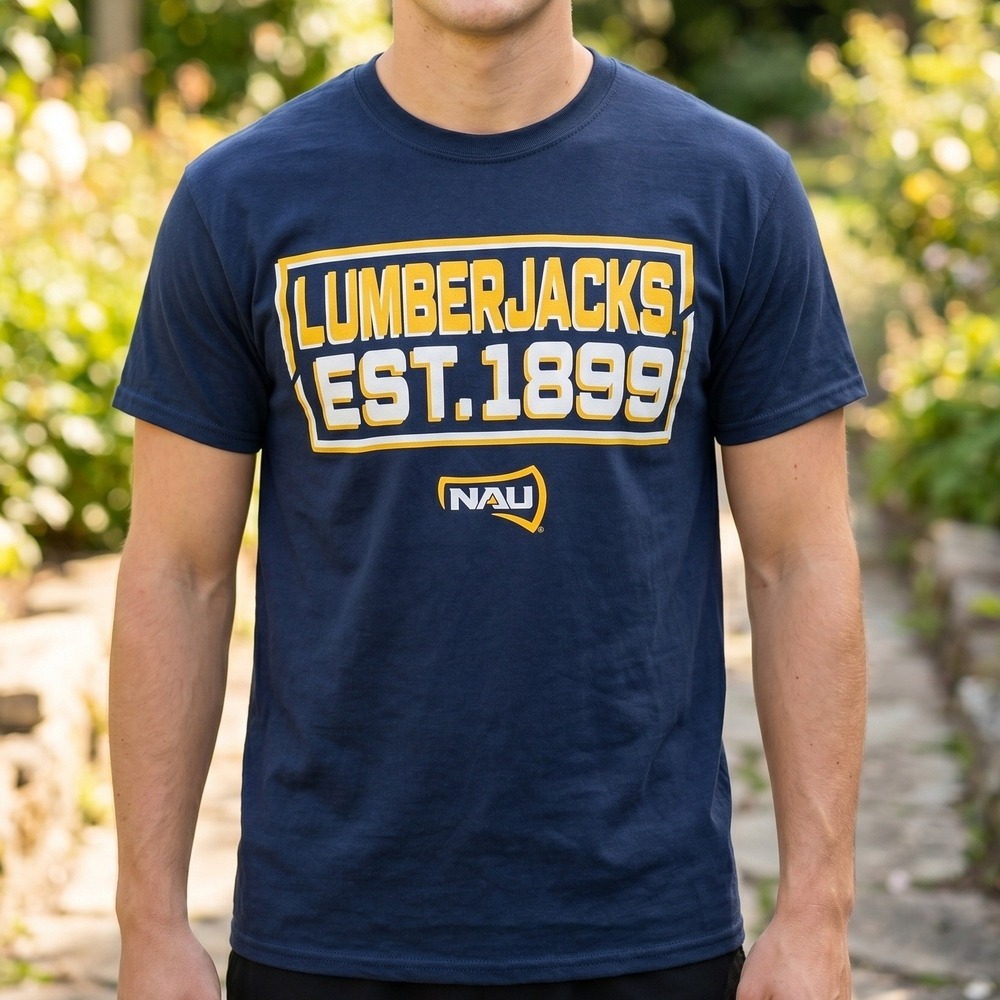 Northern Arizona University NAU Lumberjacks Navy Blue Graphic T-Shirt Est‎ 1899